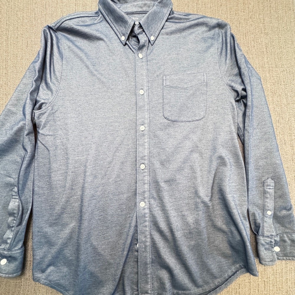 JCrew Performance Mens Large Blue Heathered Long Sleeve Button Down Shirt 1052